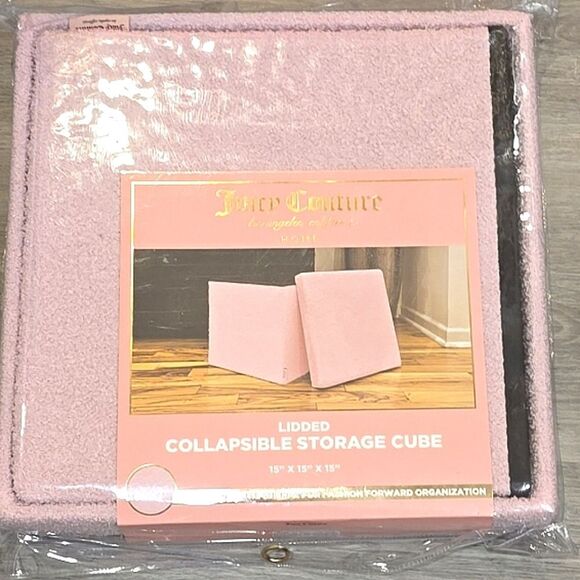 Juicy Couture Home Luxe Sherpa Lidded Collapsible Decorative Storage Cube - Picture 3 of 5